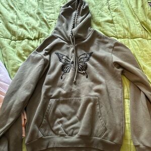 gothic y2k green skull hoodie